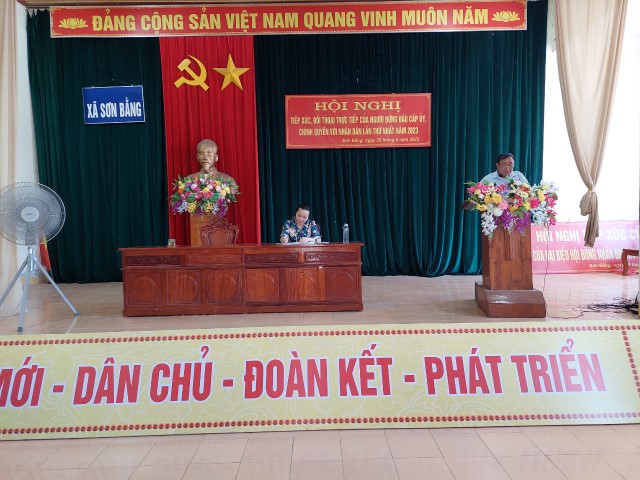 Xã Sơn Bằng tổ chức Hội nghị tiếp xúc đối thoại trực tiếp của người đứng đầu cấp Uỷ, chính quyền với nhân dân lần thứ nhất năm 2023.